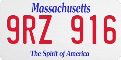 MA license plate 9RZ916