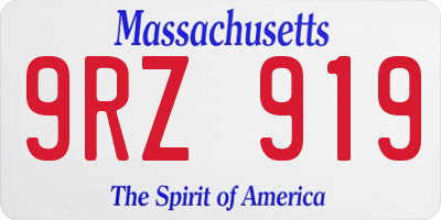 MA license plate 9RZ919
