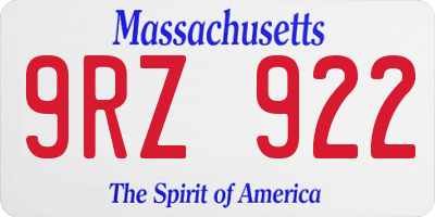 MA license plate 9RZ922
