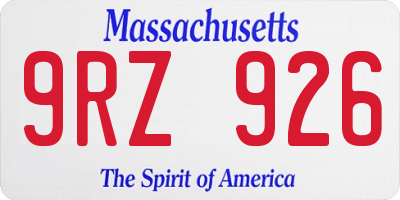 MA license plate 9RZ926
