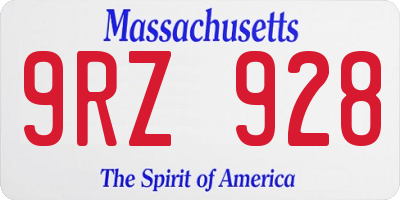 MA license plate 9RZ928