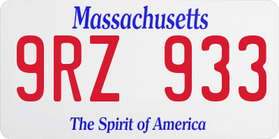 MA license plate 9RZ933