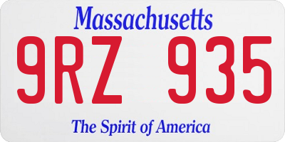 MA license plate 9RZ935