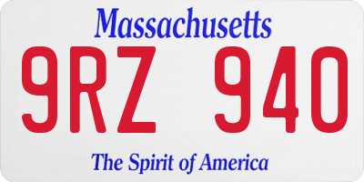 MA license plate 9RZ940