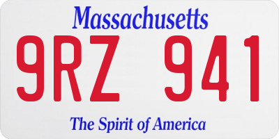 MA license plate 9RZ941