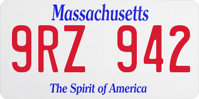 MA license plate 9RZ942