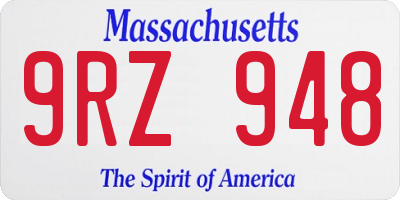 MA license plate 9RZ948