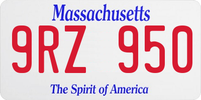 MA license plate 9RZ950