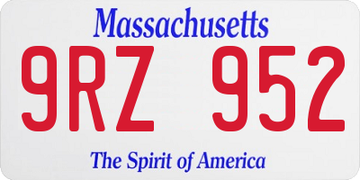 MA license plate 9RZ952