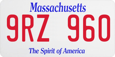 MA license plate 9RZ960