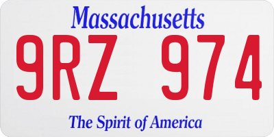 MA license plate 9RZ974