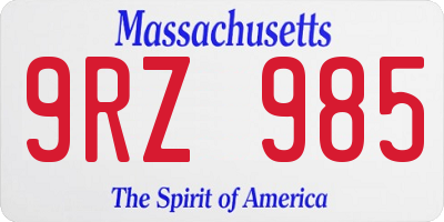 MA license plate 9RZ985