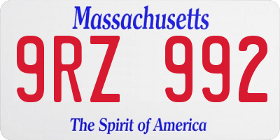 MA license plate 9RZ992