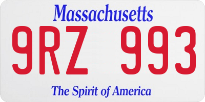 MA license plate 9RZ993