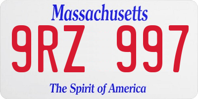MA license plate 9RZ997