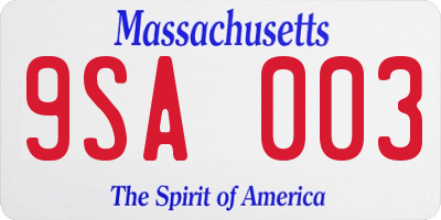 MA license plate 9SA003