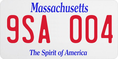 MA license plate 9SA004