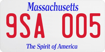MA license plate 9SA005
