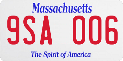 MA license plate 9SA006