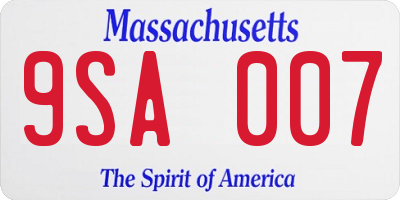 MA license plate 9SA007