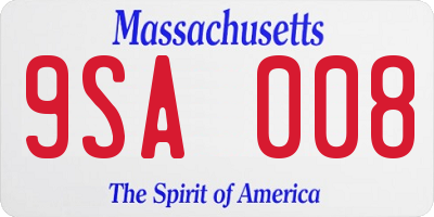 MA license plate 9SA008