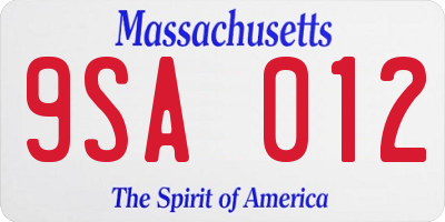MA license plate 9SA012