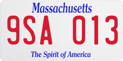 MA license plate 9SA013