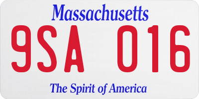 MA license plate 9SA016