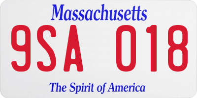 MA license plate 9SA018