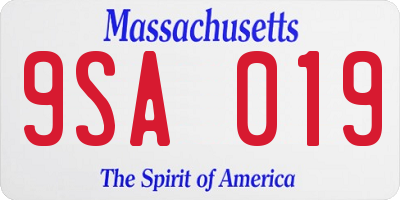 MA license plate 9SA019