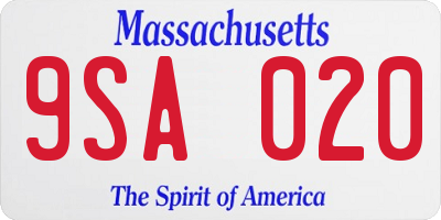 MA license plate 9SA020