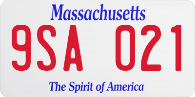 MA license plate 9SA021