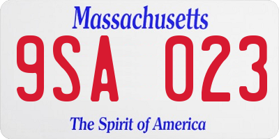 MA license plate 9SA023
