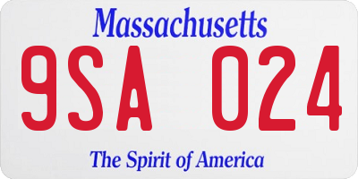 MA license plate 9SA024
