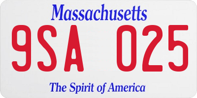 MA license plate 9SA025