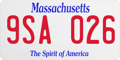 MA license plate 9SA026