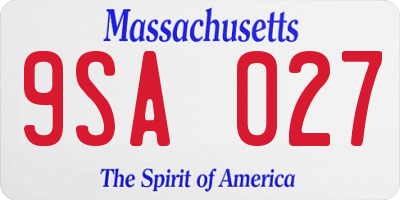 MA license plate 9SA027