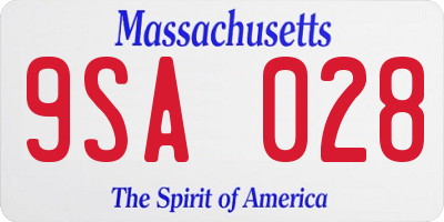 MA license plate 9SA028