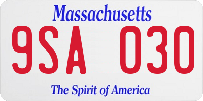 MA license plate 9SA030