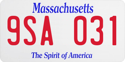 MA license plate 9SA031