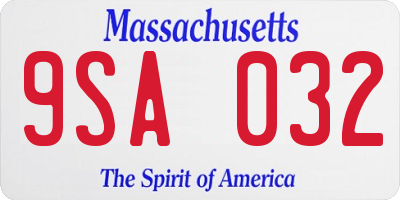 MA license plate 9SA032
