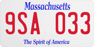 MA license plate 9SA033