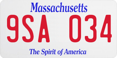 MA license plate 9SA034