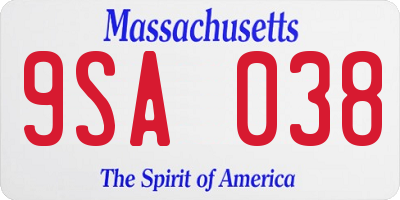 MA license plate 9SA038