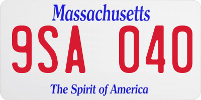 MA license plate 9SA040