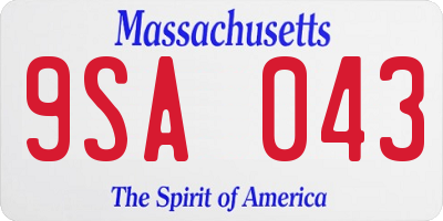 MA license plate 9SA043