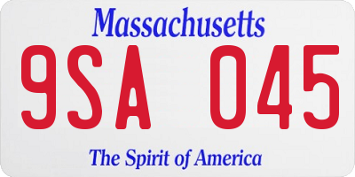 MA license plate 9SA045