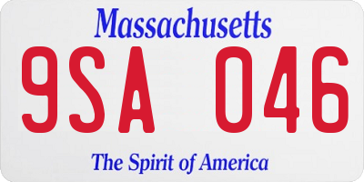 MA license plate 9SA046