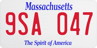 MA license plate 9SA047