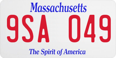 MA license plate 9SA049